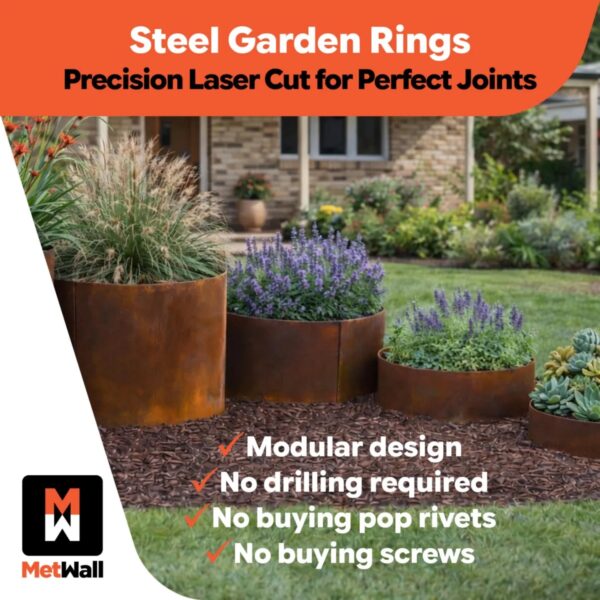 Precision Laser Cut Circular Rusty Corten Steel Garden Rings Sold by Metal in Burleigh Heads Gold Coast Region