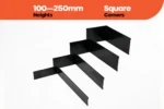 FormFlow 100 250mm Black Powder Coated Square Corners