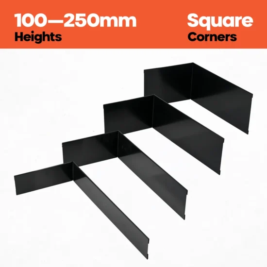 FormFlow 100 250mm Black Powder Coated Square Corners