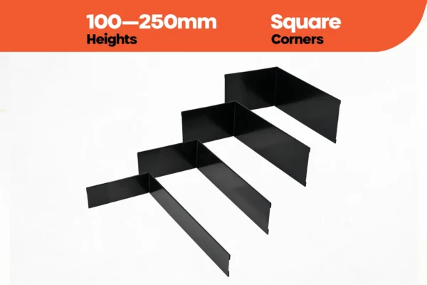 FormFlow 100 250mm Black Powder Coated Square Corners