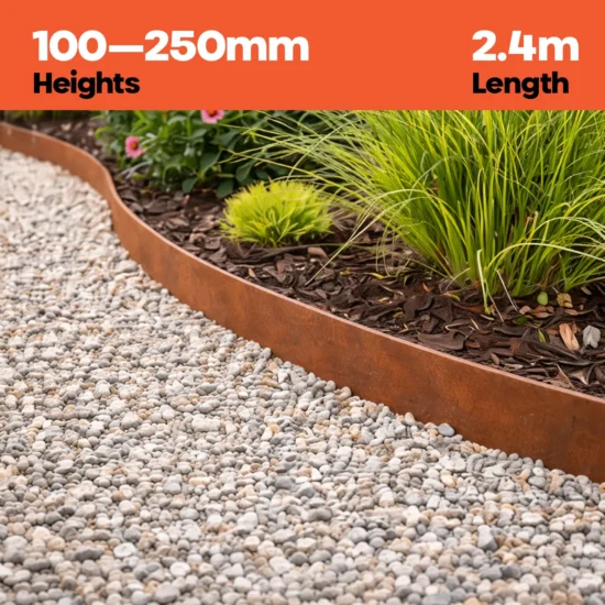 Metall FormFlow 2.4m - 100/250mm Garden Edging Kit Range Sold by Metal in Burleigh Heads Gold Coast Region