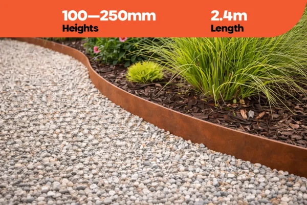 Metall FormFlow 2.4m - 100/250mm Garden Edging Kit Range Sold by Metal in Burleigh Heads Gold Coast Region