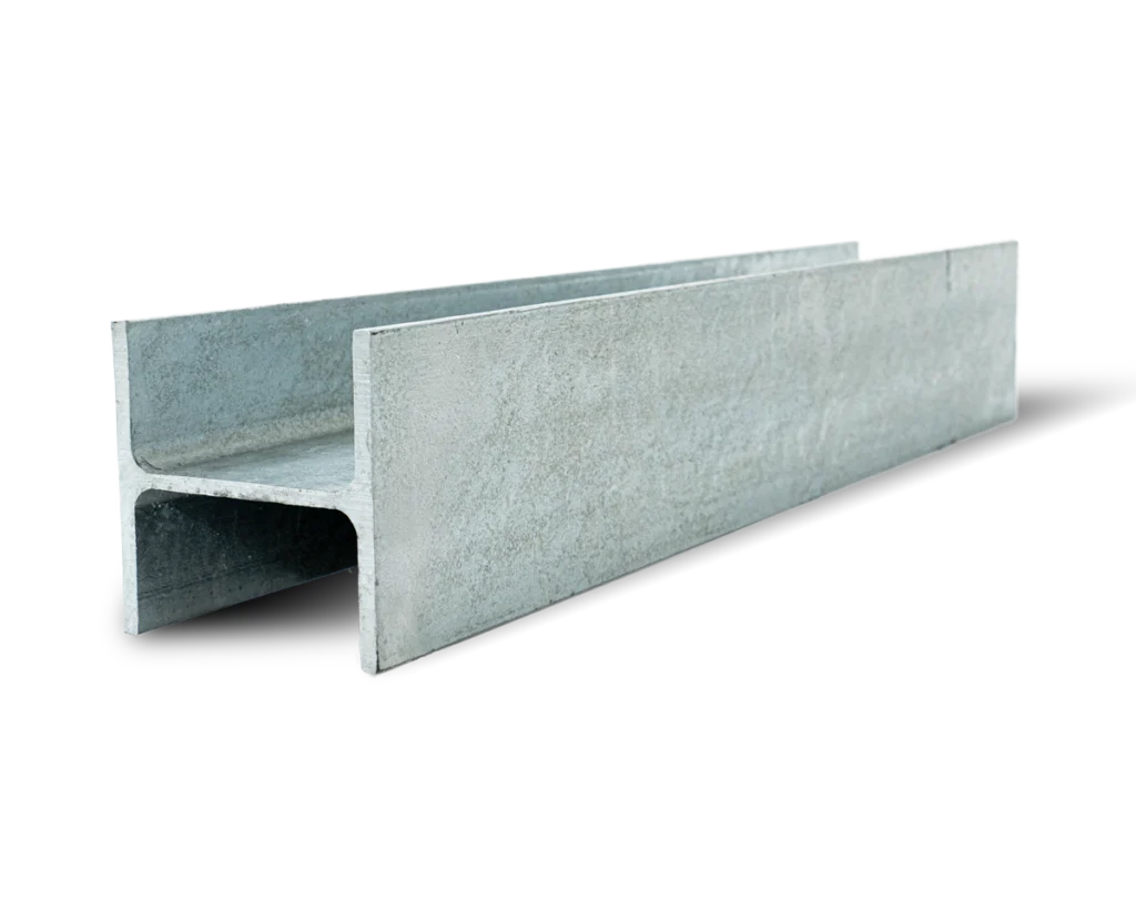 100-UC H14.8 H-Channel Galvanised Steel Beam Middle Joiner Post to Support The Middle Panels of a 80mm Concrete Sleeper Retaining Wall by Metwall