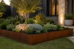 Metwall FormFlow 200mm Corten Steel Garden Edging For Garden Beds Sold in Burleigh Heads Gold Coast Region Installation Kit