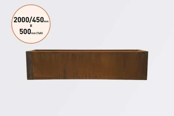 2000 x 450 x 500 PB2045 Corten Steel Planter Boxes for Sale in Burleigh Heads and Gold Coast Region by Metwall