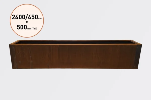 2400 x 450 x 500 PB2445 Corten Steel Planter Boxes for Sale in Burleigh Heads and Gold Coast Region by Metwall