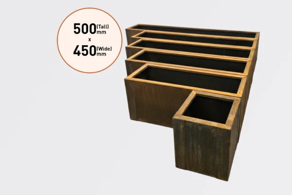 450mm Wide by 500mm Tall Range Corten Steel Planter Boxes for Sale in Burleigh Heads and Gold Coast Region by Metwall 450mm Wide by 500mm Tall Range Corten Steel Planter Boxes for Sale in Burleigh Heads and Gold Coast Region by Metwall