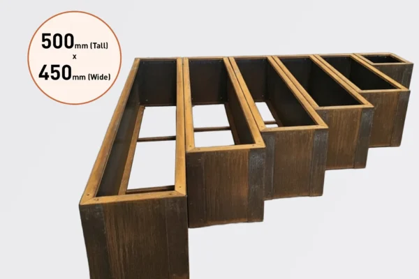 500mm Tall Corten Steel Inside Planter Boxes for Sale in Burleigh Heads and Gold Coast Region by Metwall
