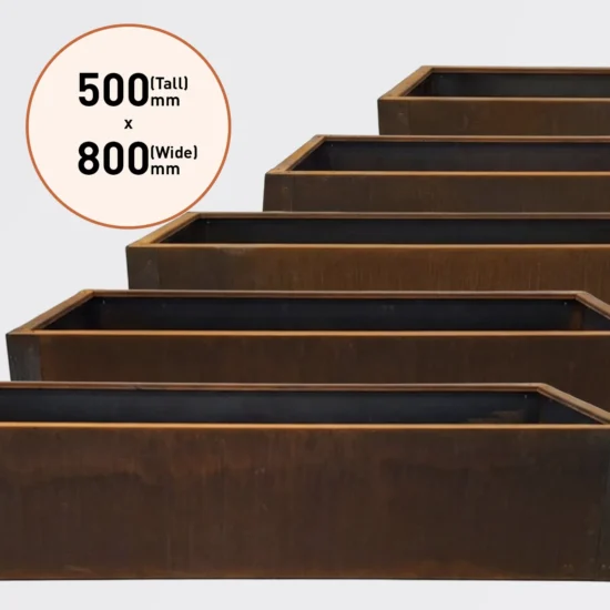 800mm Wide by 500mm Tall Range Corten Steel Planter Boxes for Sale in Burleigh Heads and Gold Coast Region by Metwall