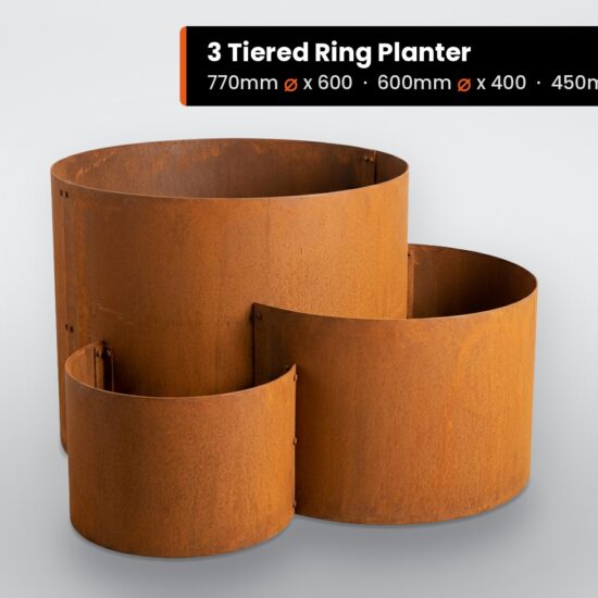 TR600 3 tiered ring planter 770 600 450mm