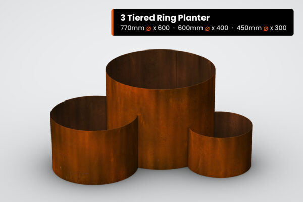 TR600 3 tiered ring planter 770 600 450mm