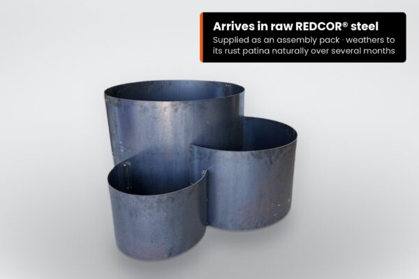 TR600 3 tiered ring planter raw REDCOR steel