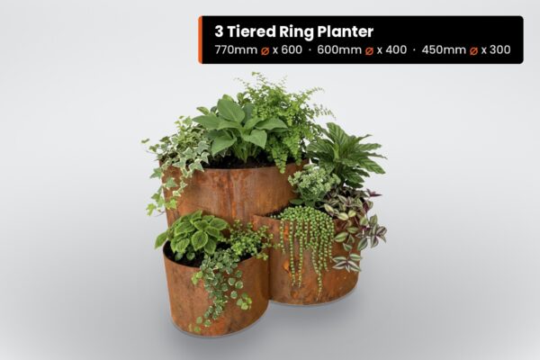TR600 3 tiered ring planter with plants